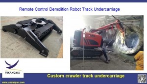 Train de roulement à cadre compact pour concasseur minier, avec pieds de chargement et patins en caoutchouc pour robot sur chenilles