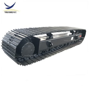 Train de roulement à chenilles en acier avec patins en caoutchouc pour plate-forme de forage de concasseur mobile