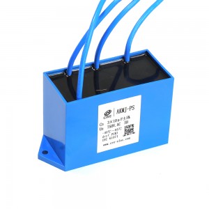 High voltage AC film capacitor with wire leads