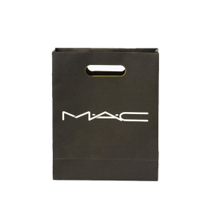 Factory best selling Custom Logo Recycle White Kraft Paper Clothing Shopping Bag with Black Flat Rope Handle