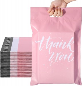 Supply ODM Poly Mailers Shipping Bags Thank You Notes Flowers Suffocation Warning Self Seal Mailing Envelopes Pink Bag