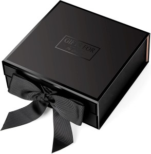China OEM Gold and Black Gift Box Bow Rectangular Large Packaging Box