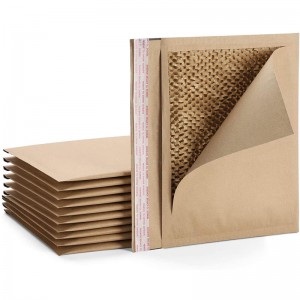 Factory Price Eco-Friendly Kraft Pure Paper Honeycomb Padded Mailers Bags with Self Seal Tape on Cover Slap