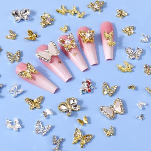 40 peces d'accessoris d'art d'ungles en forma de papallona 3D per a manicura de bricolatge