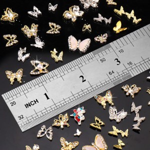 40 peças de acessórios de arte em unhas em forma de borboleta 3D para manicure diy