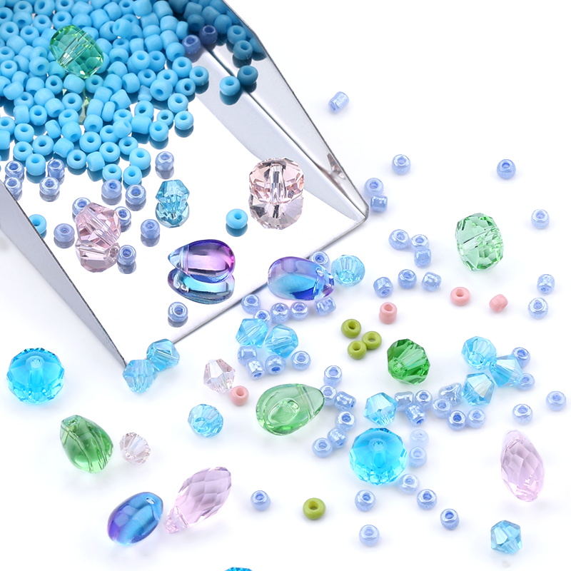 6 rutenett glassperler spacer perle smykker tilbehør sett for å lage øredobber nøkkelring.