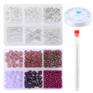6 Grid Glass Beads Spacer Bead Jewelry Accessory Set For Making Earrings Keychain.