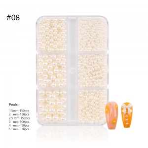 Boxed beige mini white pearls for nail art decoration