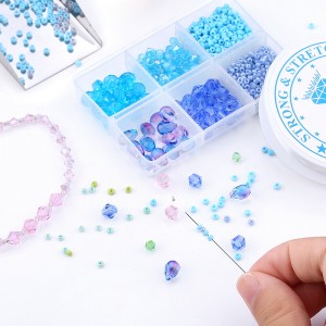 6 Grid Glass Beads Spacer Bead Jewelry Accessory Set For Making Earrings Keychain.
