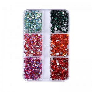 6 diamantes de imitación en caja SS4-SS12, diamantes de imitación planos mezclados, accesorios para uñas diy.
