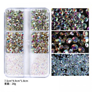 6-Grid nail art drill set pointed-bottom rhinestone micro-drills are used for nail art decoration.