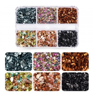 6 Compartments Boxed Mineral Rocks Mixed Jewelry Textured Gravel Pieces Wear Nail DIY Material Decoration