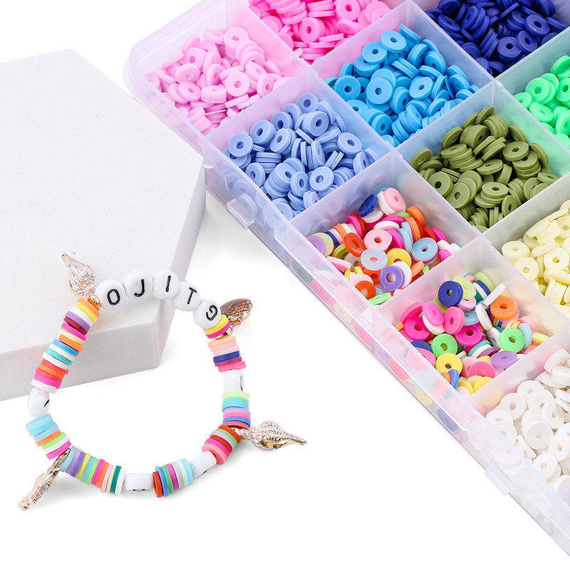 Multi Colors Clay Flat Beads Set For Bracelet Making Fashion Boho