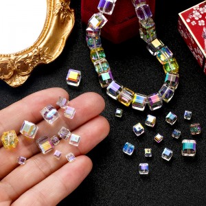 Contas de vidro de cristal cubo de 4-8 mm para pulseira de colar DIY