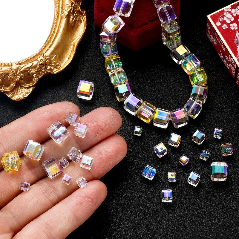 4-8MM Cube crystal glass beads for DIY necklace bracelet Featured Image