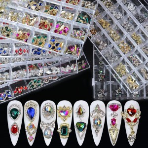 24 Boxed Butterfly Planet Alloy Manicure Crystal Rhinestones Kit For Nail Decoration