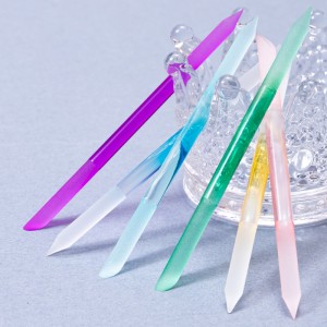 Double ended frosted nano glass file cylindrical crystal wand nail file for polishing nails