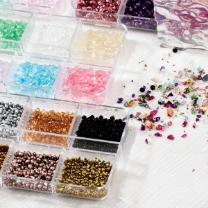 6 Compartments Boxed Mineral Rocks Mixed Jewelry Textured Gravel Pieces Wear Nail DIY Material Decoration