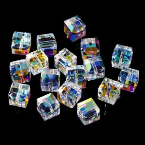 4-8MM Cube crystal glass beads for DIY necklace bracelet