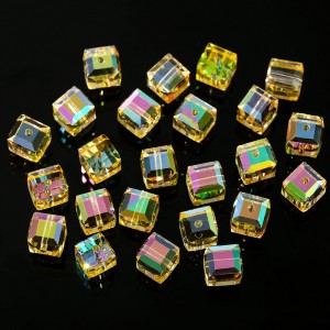 4-8MM Cube Kristallsglasperlen fir DIY Halskette Bracelet