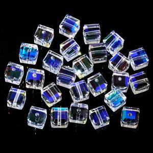 4-8 mm kockaste kristalne steklene kroglice za DIY zapestnico ogrlice