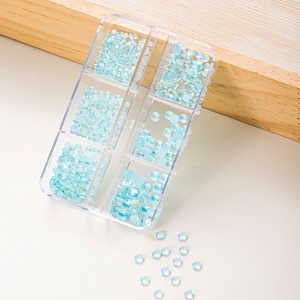6 Boxes of colorful flat bottom glass manicure rhinestone manicure making