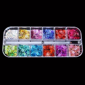 Sparkling Nail Art Combo: 12-Grid & 6-Grid Assorted Set with Glitter, Clay Pieces, and Mini Decorations for Nails