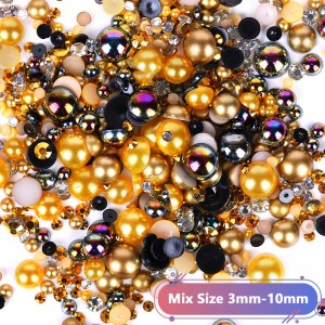 3-10MM Colorful Multi-specification mixed high-brightness semi-circular pearls for nail decoration