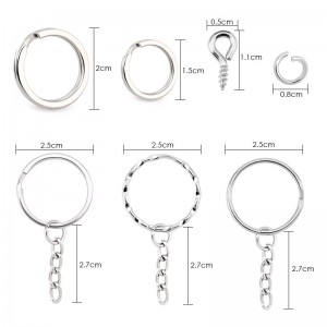 Ensemble de porte-clés en métal, anneau rond fendu pour décoration de clé de voiture, fabrication de porte-clés cadeau pour hommes et femmes