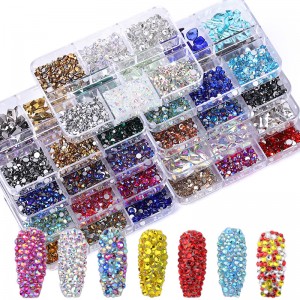 6 Boxed rhinestones SS4-SS12 mixed flat rhinestones diy nail accessories.
