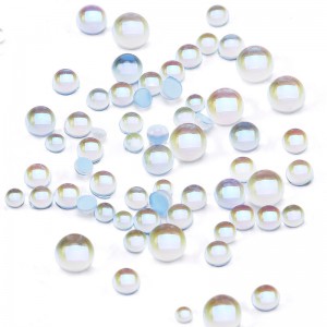 Perles demi-rondes à dos plat en verre diamant transparent