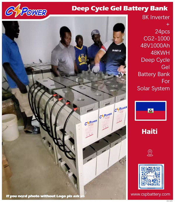 Tetikasan'ny bateria CSpower any Haiti: 48V 1000Ah Deep Cycle Gel Solar Battery Bank ho an'ny rafi-masoandro an-trano