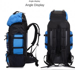 Zakelijk gekleurde bergsporttas met details van de fabrikant