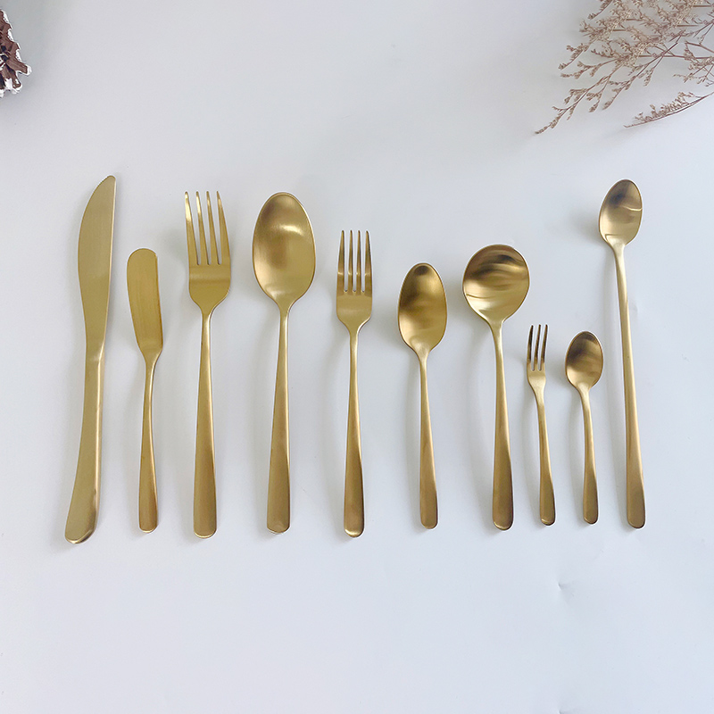 10-Piece titanium gold stainless steel cutlery set dish washer safe (1)