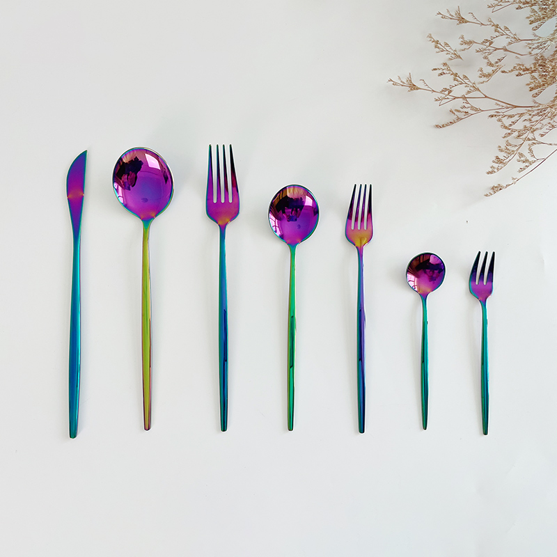 7-Piece wholesale rainbow stainless steel cutlery set