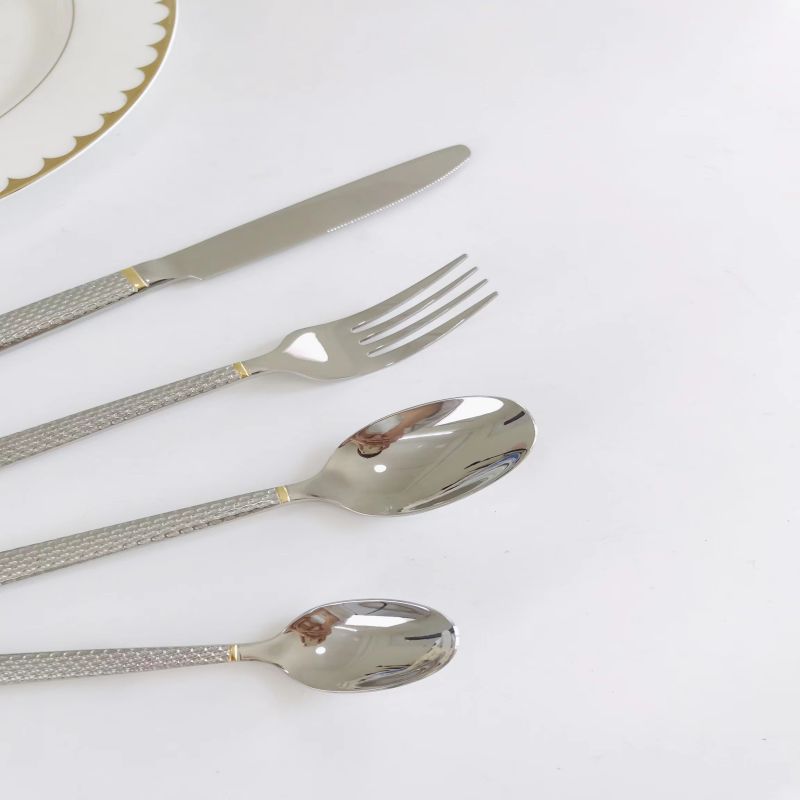 Stainless Steel 188 with Diamond Design Handles Gold and Black Coloured Tableware (1)