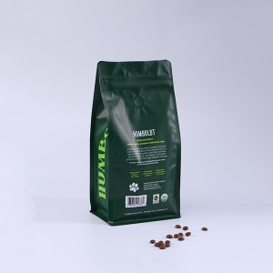 Bolsa de fondo plano personalizada para granos de café