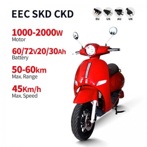 Elektrisches Motorrad mit Pedal 1000W-2000W 60V30Ah/72V20Ah 45km/h (EWG-Zertifizierung) (Modell: LG)