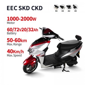 Elektrisk motorcykel med pedal 1000W-2000W 60V20Ah/72V32Ah 40km/t (EEC-certificering)(Model: ZL3)