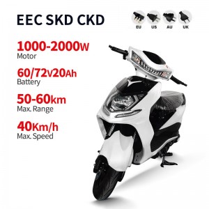 Motocicleta Elétrica Com Pedal 1000W-2000W 60V20Ah/72V20Ah 40km/h (Certificação EEC)(Modelo: YJ)