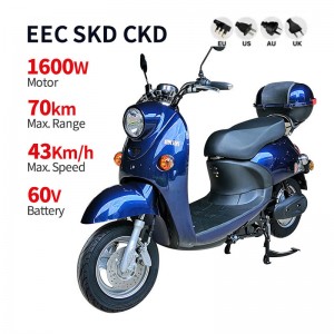 Electric Motorcycle With Pedal 1600W 60V/72V 20A 43km/H (EEC Certification)(Modelo: GW-02)