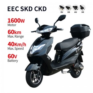 Elektrisk motorcykel med pedal 1600W 60V/72V 20A/32A 40km/h(EEC-certifiering)(Modell: YW-04)