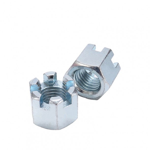 White Blue Zinc Plated Din935 Hex Slotted And Castle Nuts