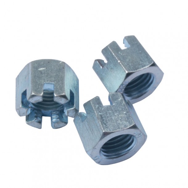 White Blue Zinc Plated Din935 Hex Slotted And Castle Nuts