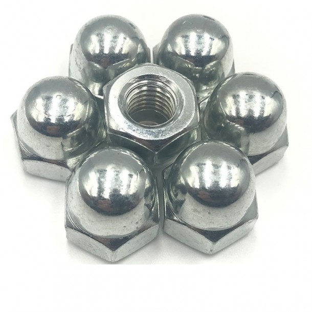 Nickel Galvanized White Blue Zinc Plated DIN1587 Hex Domed Cap Nuts