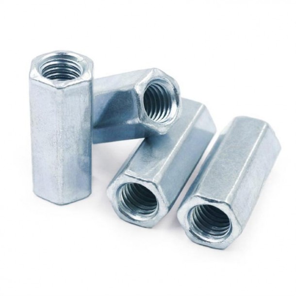 Galvanized White Blue Zinc Plated DIN6334 Hex Coupling Long Nut