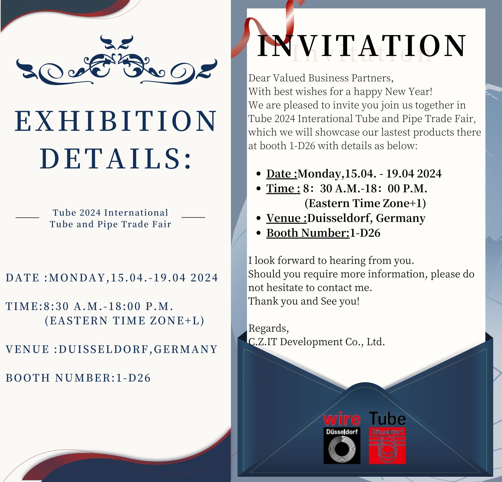 “CZ IT DEVELOPMENT CO., LTD Exclusive Exhibition Invitation: Launch of Innovative Solutions in Dusseldorf, Germany”