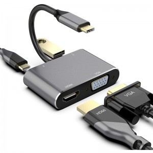 Ordinary Discount Usb C Cable Manufacturer - USB Type C to HDMI, VGA, USB A 3.0 and Type C HUB – Kangerda