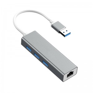 OEM manufacturer Usb C To Rj45 Adapter - USB A 3.0 to RJ45 and 3 USB A 3.0 HUB – Kangerda