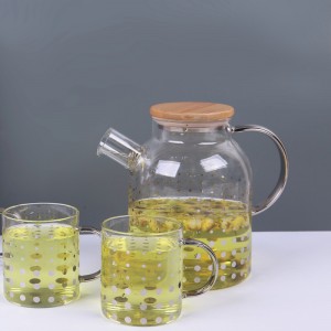 Plated gold silver glassware tea set with stainless steel wood lid wholesale